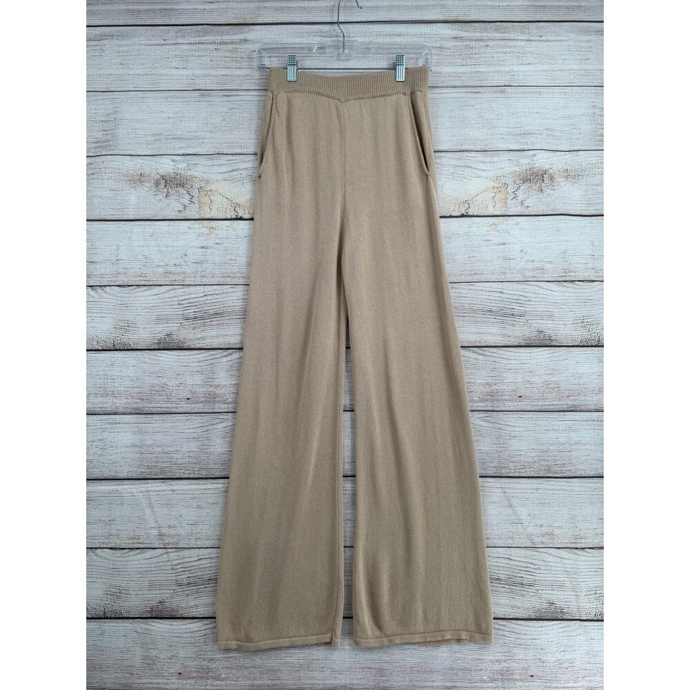 Callahan Knitwear Wide Leg Pull On Pants‎ Womens Small Beige 2 Pockets